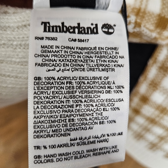 NWT Timberland women's gold and cream plaid scarf - Picture 2 of 5